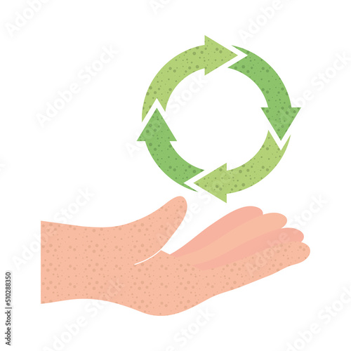 hand and recycle symbol
