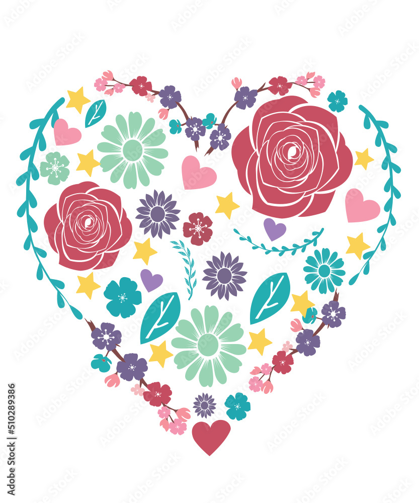 Floral Heart SVG, flower heart svg png, heart svg, cute heart svg ...