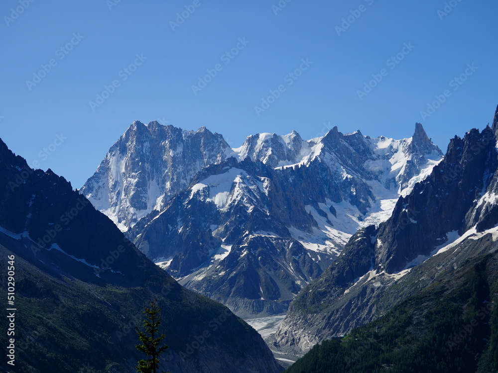Montagne abrupte secteur Chamonix, Alpes, avec neige roc, pic, glacier