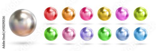 Murais de parede Set of colorful spheres isolated on white background