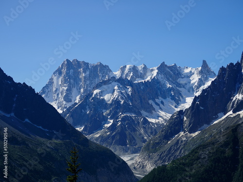Montagne abrupte secteur Chamonix  Alpes  avec neige roc  pic  glacier