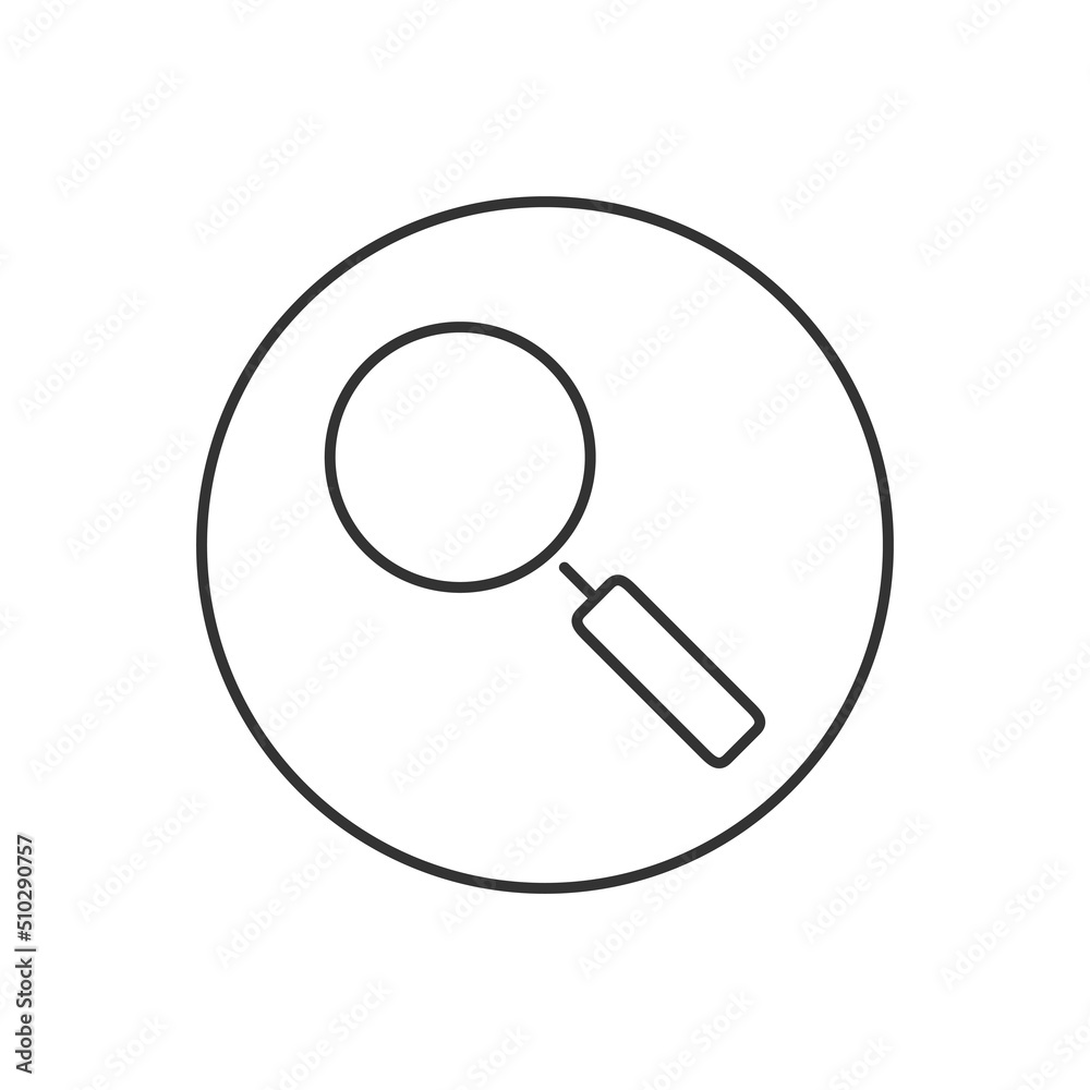 Magnifying glass loupe. Related vector line isolated icon. Search icon vector. Magnifier loupe sign.