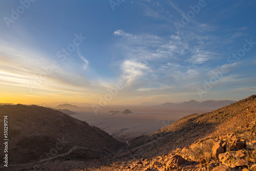 Dust storm at sunset in the Namib Desert