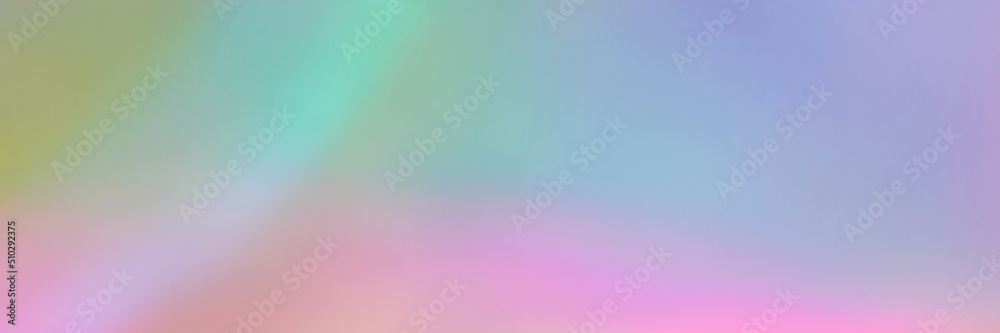 holograph foil background. Pastel color paper. Retro trend design. Vintage fantasy cover. Chrome holo art. Modern effect. Rainbow metallic material. Fabric glitch. Horizontal banner