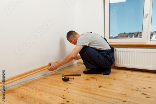 To make repairs. Installing a new skirting board.