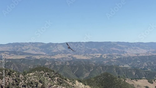 Video of endangered majestic California Condor soaring over the peaks of Pinnacles National Park photo