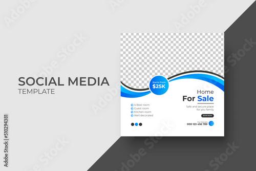 Real estate house social media Instagram post or web banner template	