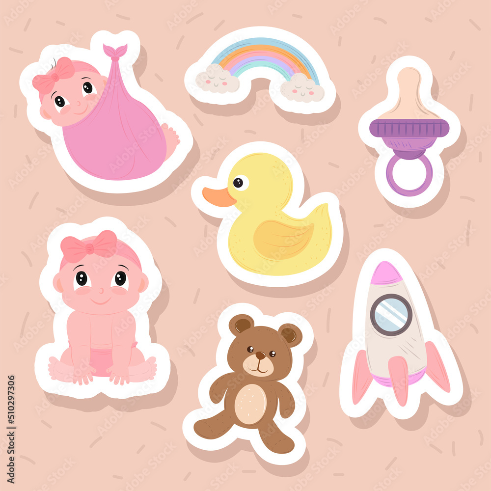 icons sticker of baby shower icons sticker of baby shower