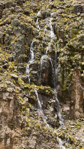 Mini Waterfall down rocky cliff - Apurimac Peru