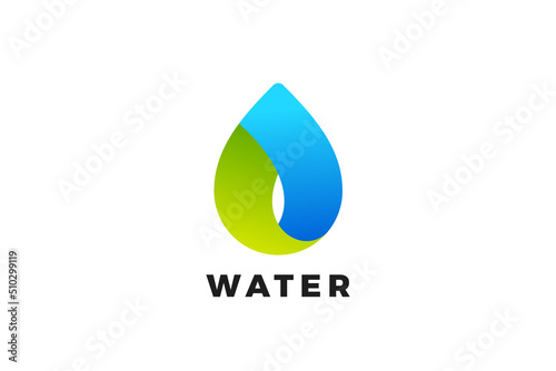 Water Droplet Logo Design Abstract Drop Vector Template. Eco Drink Green Energy Logotype Concept Icon.