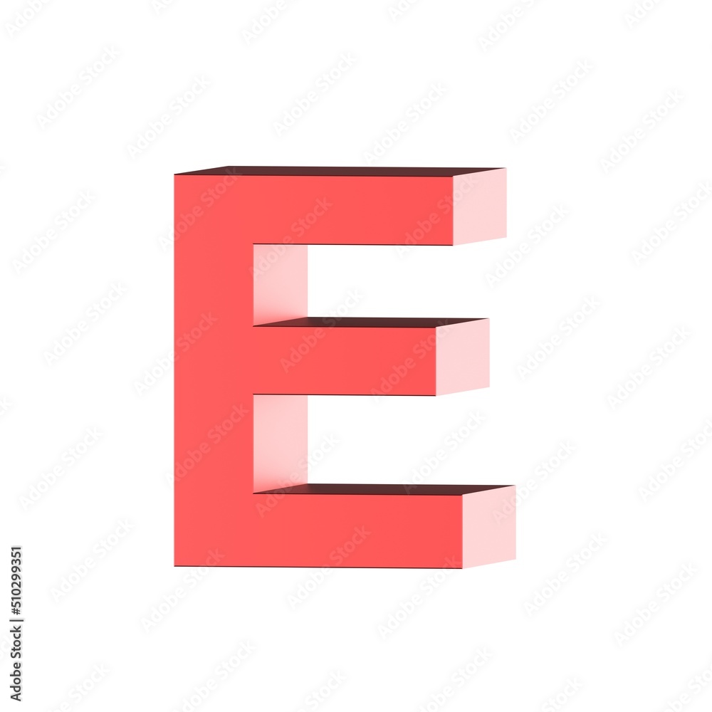 3D render red letter E 3D render red letter E