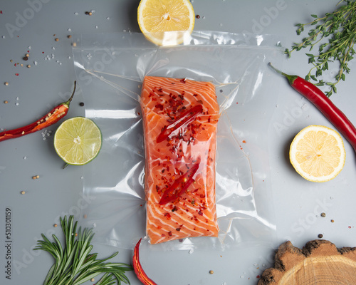 albuminous, board, cuisine, delicacy, eating, fillet, fish, food, fresh, gourmet, healthy, ingredient, iron, lemon slice, meal, meat, nutrition, packaging, product, raw, salmon, salt, sea, seafood, sl