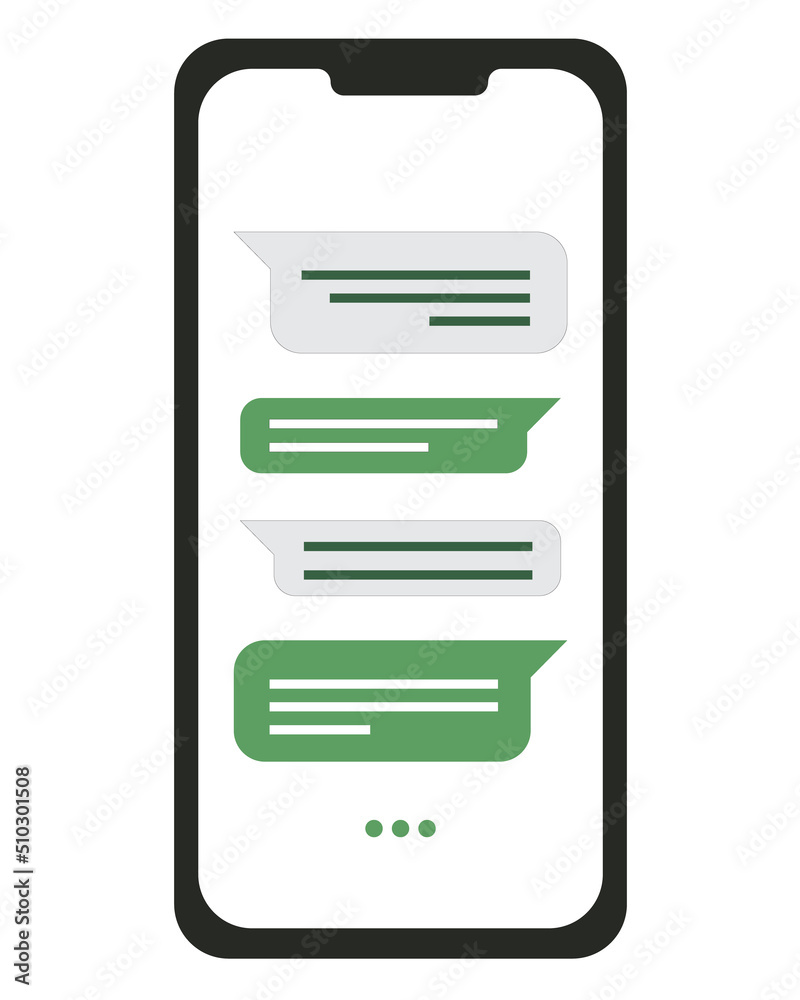 Text message chatting in the mobile phone screen vector illustration Text message chatting in the mobile phone screen vector illustration