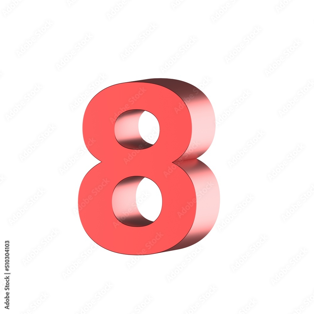 3D render red number 8 3D render red number 8
