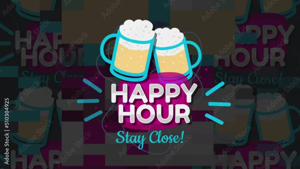 Happy Hour Animated Pop Up Motion Graphic Full HD Happy Hour Animated Pop Up Motion Graphic Full HD