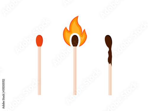 Obraz na płótnie vector icon match set. Image match, fire match, burnt match w salonie