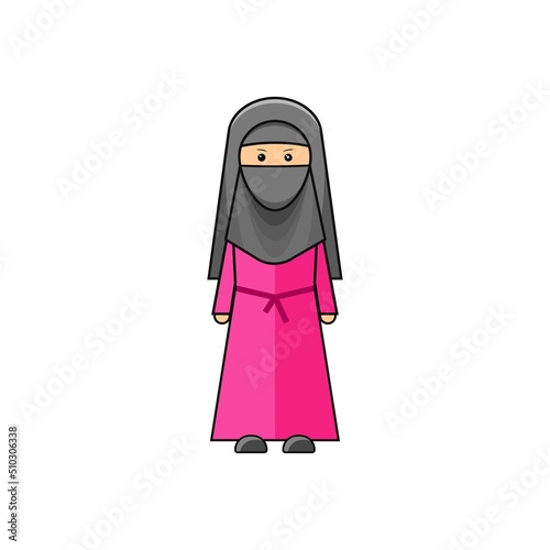 Isolated Arab woman cartoon vector graphics