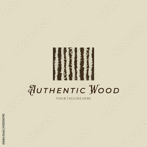 Wood bark texture logo vector. Oak wood texture logo design