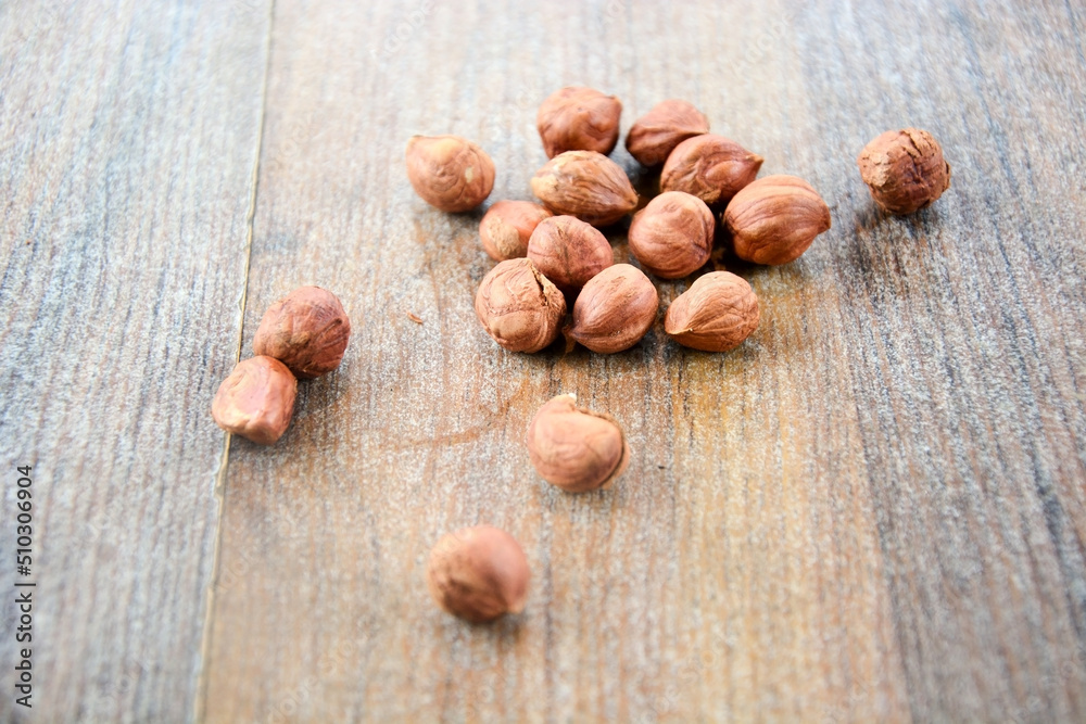 Fresh Hazelnut at the wooden table Fresh Hazelnut at the wooden table