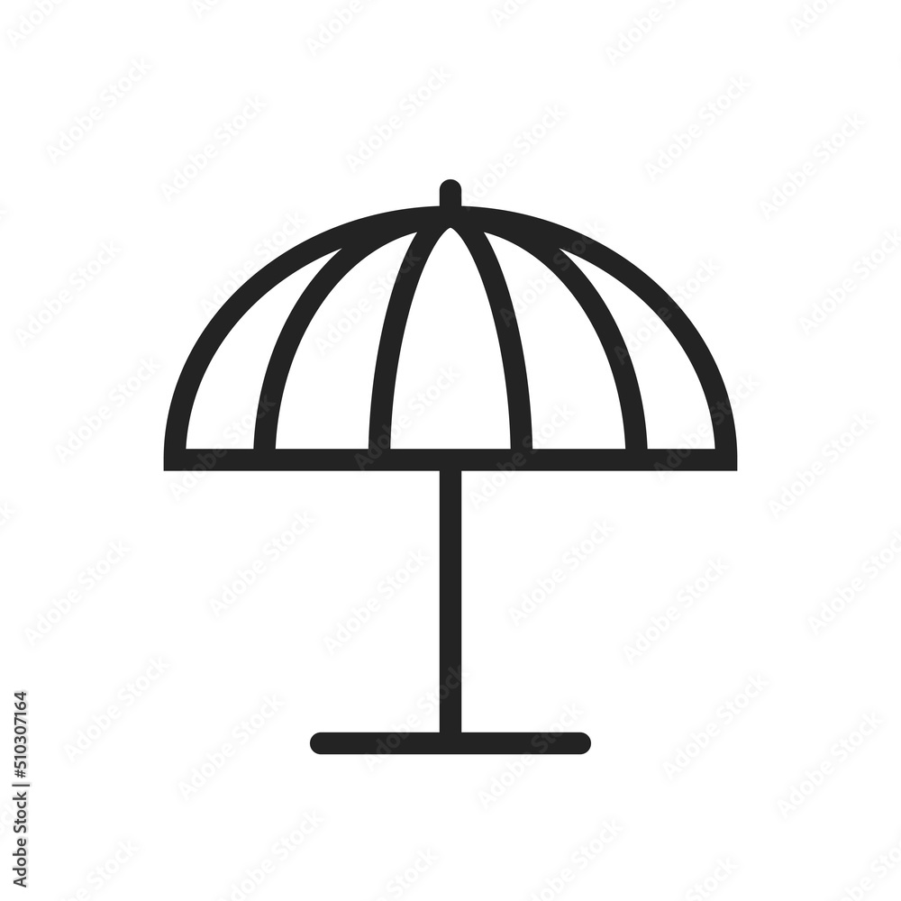 beach umbrella line icon. summer and sea rest symbol. vector image for vacation design beach umbrella line icon. summer and sea rest symbol. vector image for vacation design