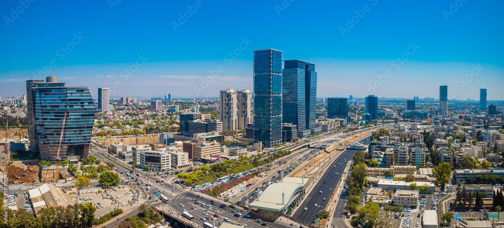 Tel Aviv  Skyline Aerial View,  Tel Aviv Cityscape At Day, Israel