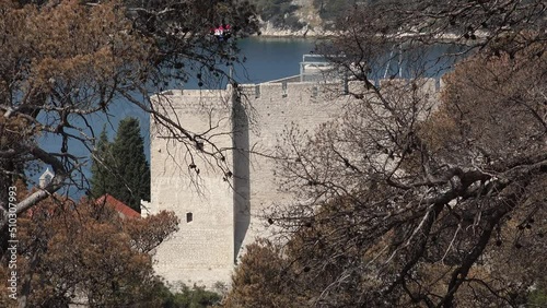 The fortresses of the city of Šibenik and the view of the estuary of the Krka river into the sea