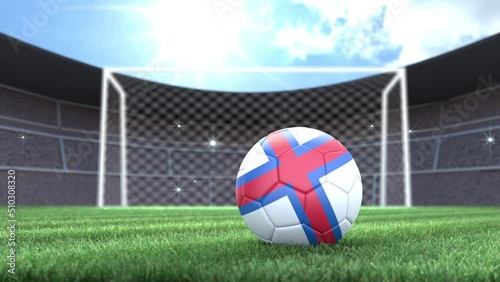France soccer ball, rolling into stadium with camera flashes. 3D animation