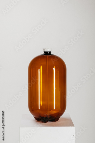 plastic beer keg on a white background. large container for storing beverages.