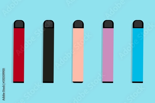 Web Disposable electronic cigarettes in different colors. Set.