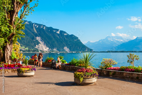 Fototapeta Montreux town on Lake Geneva