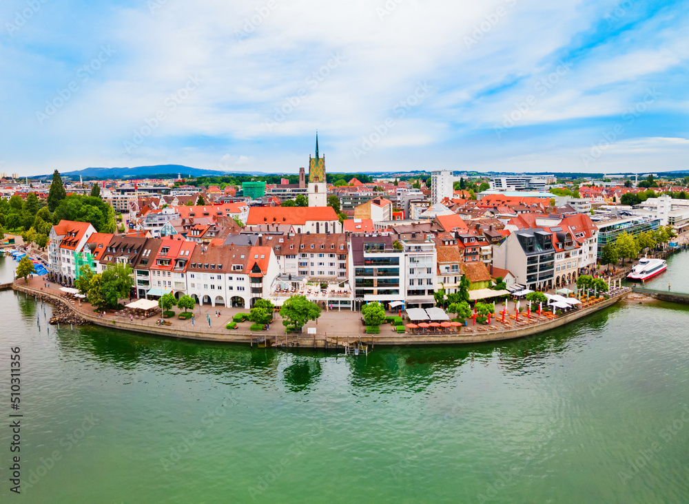 Friedrichshafen aerial panoramic view in Bavaria, Germany