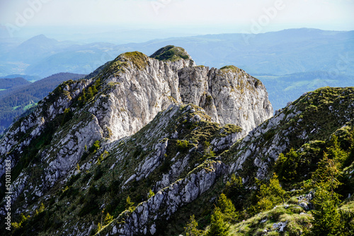 rocky mountain landscape, southern ridge of the Piatra Craiului Mountains, Romania  photo
