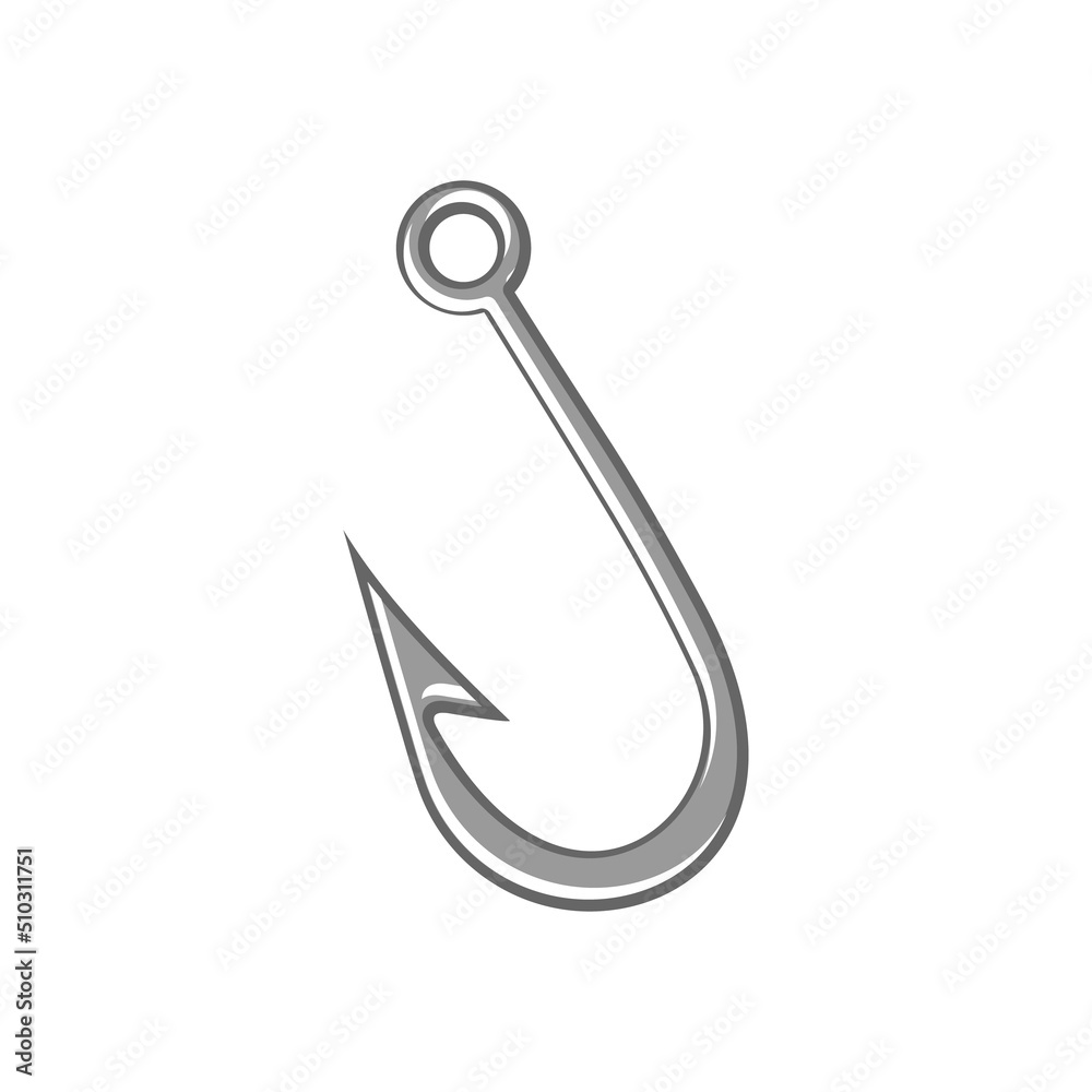 Vector icon object fishing hook. Stock Image metal fishing hook
