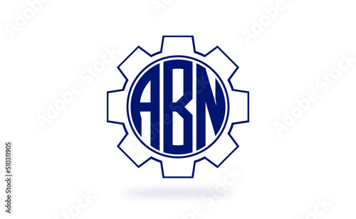 ABN three letter industrial logo with gear icon logo design vector template. mechanical logo | servicing logo | engineering logo | initial letter logo | flat logo | minimalist logo | wordmark logo | photo