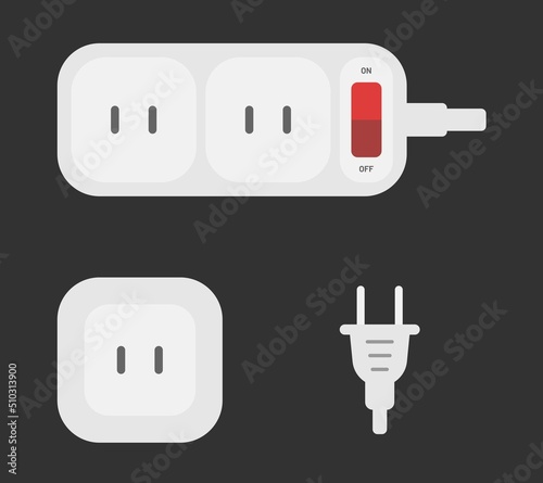power outlet plug american type a power strip extender vector flat illustration