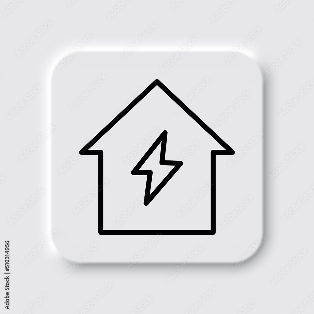 Flash, house simple icon vector. Flat design. Neumorphism design.ai Flash, house simple icon vector. Flat design. Neumorphism design.ai