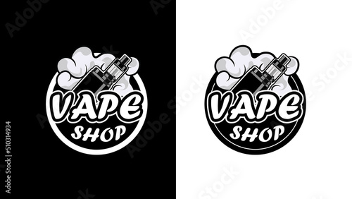 Vintage style vape shop emblem logo. suitable for online and offline vape shops