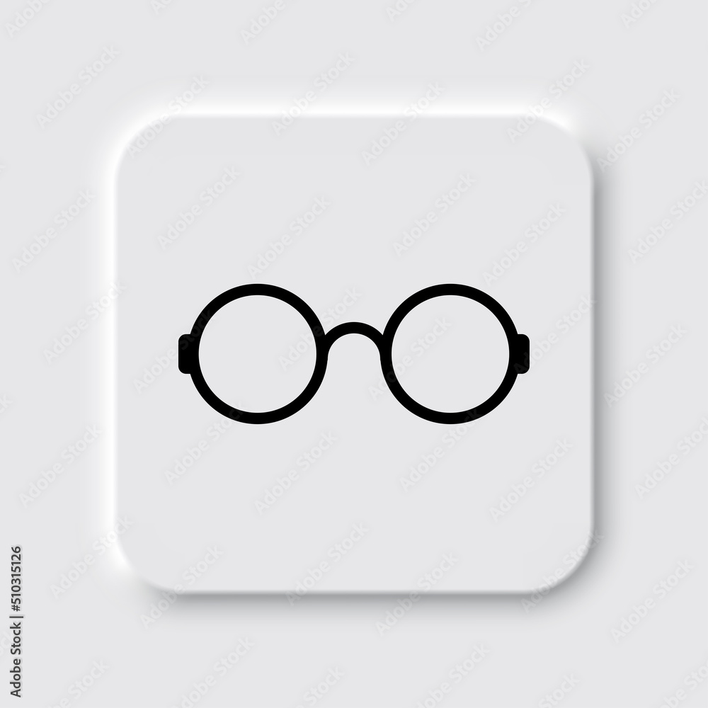 Glasses simple icon vector. Flat design. Neumorphism design.ai