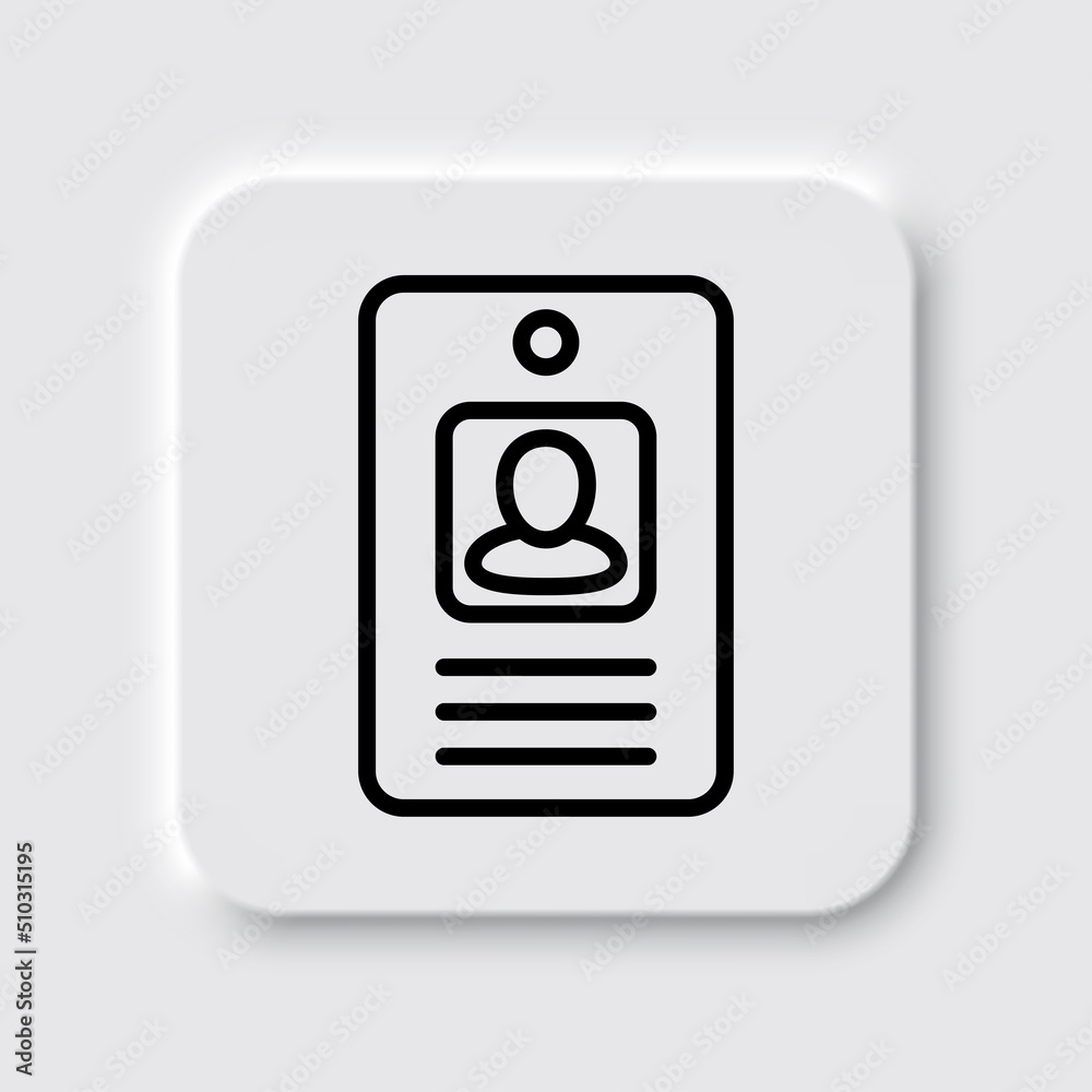 Id card icon vector. Flat design. Neumorphism design.ai Id card icon vector. Flat design. Neumorphism design.ai