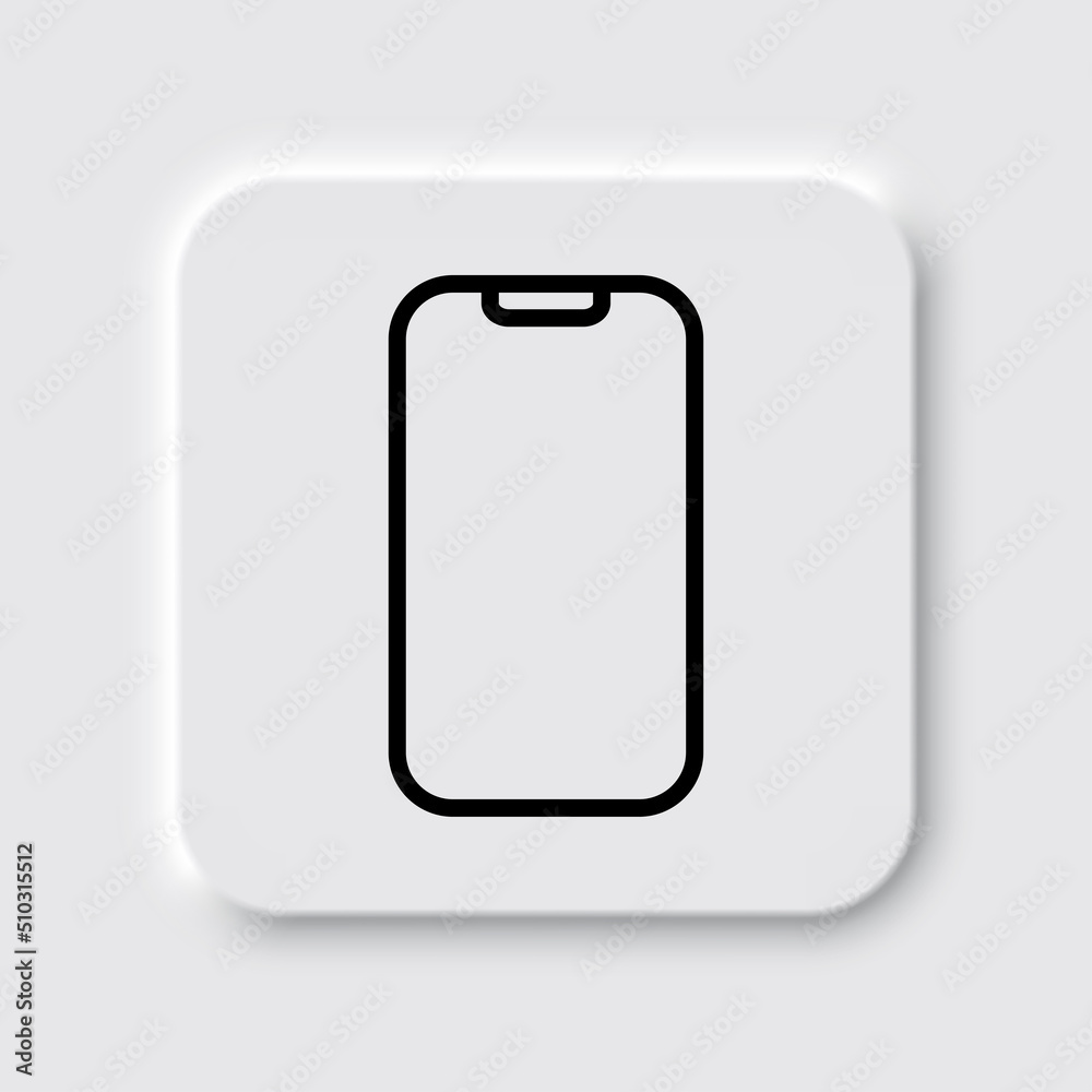 Mobile phone simple icon vector. Flat design. Neumorphism design.ai Mobile phone simple icon vector. Flat design. Neumorphism design.ai
