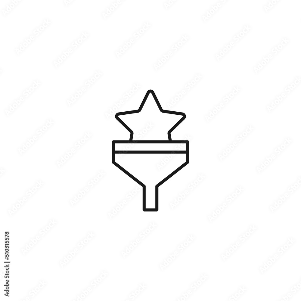 Filtration concept. Vector sign drawn with black lines. Modern symbol in flat style suitable for adverts, books, articles, web sites, apps. Line icon of star inside of funnel or vortex Filtration concept. Vector sign drawn with black lines. Modern symbol in flat style suitable for adverts, books, articles, web sites, apps. Line icon of star inside of funnel or vortex