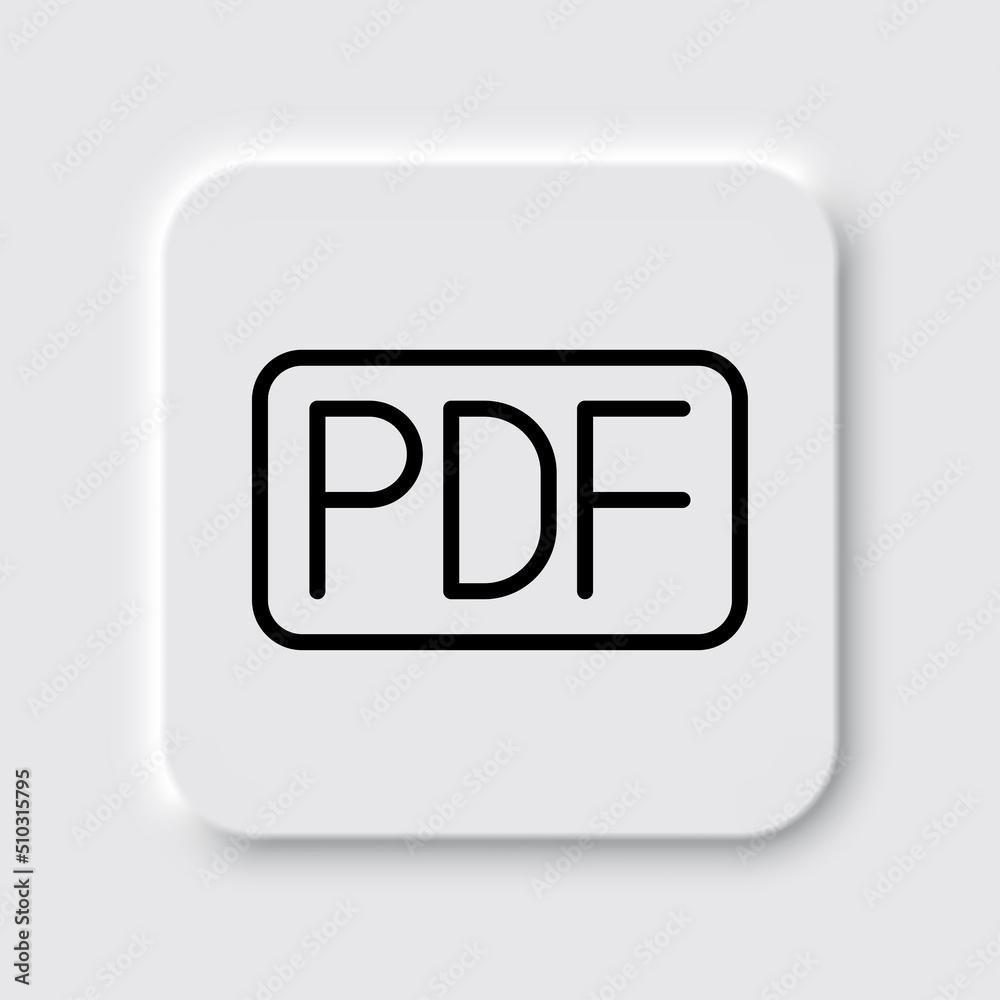 PDF simple icon vector. Flat design. Neumorphism design.ai PDF simple icon vector. Flat design. Neumorphism design.ai