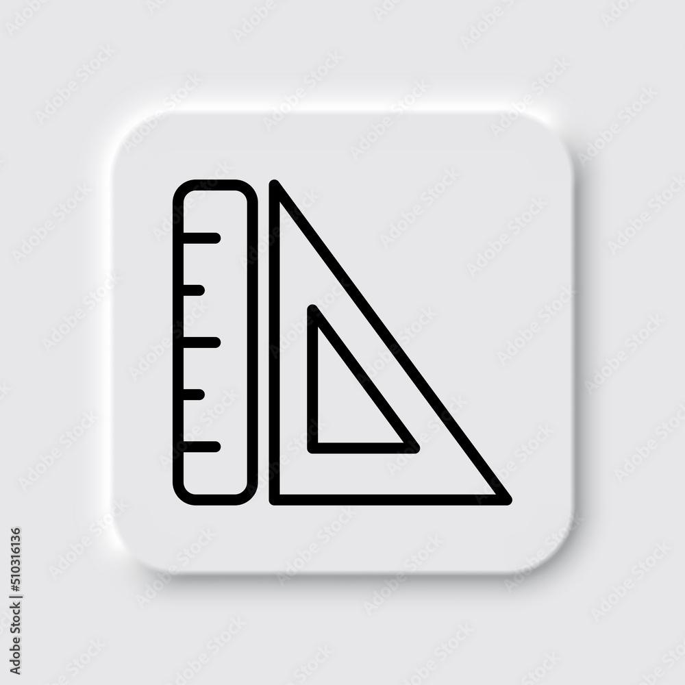 Ruler simple icon, vector. Flar design. Neumorphism design.ai Ruler simple icon, vector. Flar design. Neumorphism design.ai