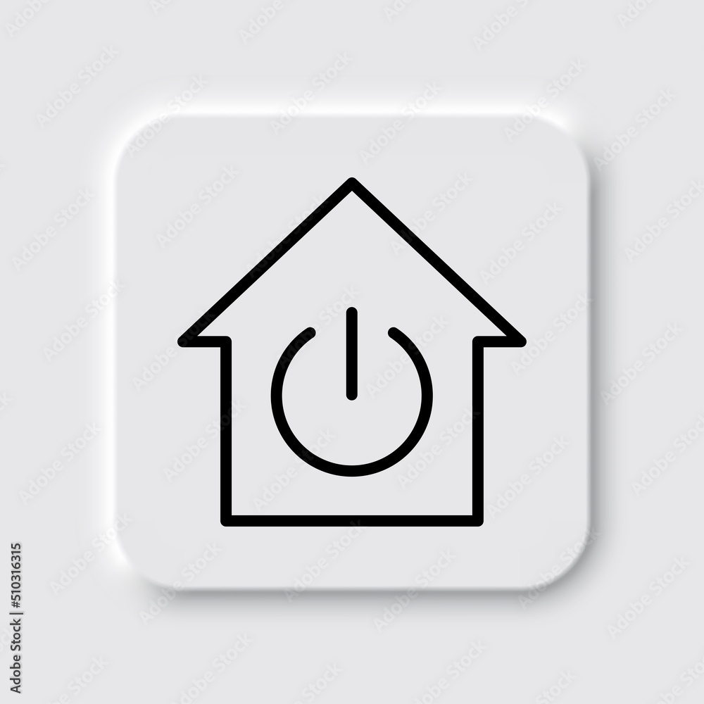 Shut down, house simple icon vector. Flat design. Neumorphism design.ai Shut down, house simple icon vector. Flat design. Neumorphism design.ai