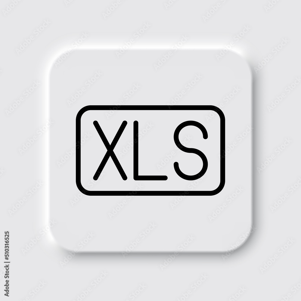 XLS simple icon vector. Flat design. Neumorphism design.ai XLS simple icon vector. Flat design. Neumorphism design.ai