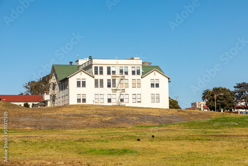 Photography scenic historic building at Fort Mason park in San Francisco