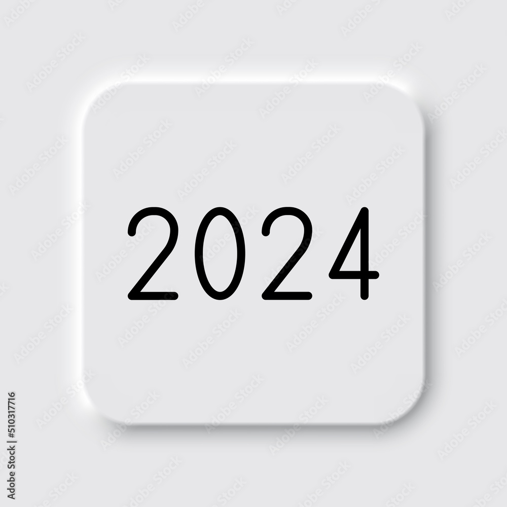 2024 simple icon vector. Flat design. Neumorphism design.ai 2024 simple icon vector. Flat design. Neumorphism design.ai