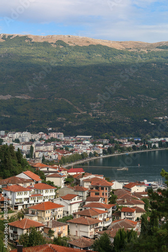 view from above of the city and lake of Ohrid
