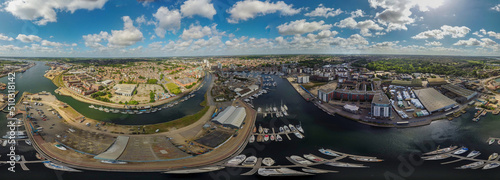 Billede på lærred A 360 degree aerial photo of the Wet Dock in Ipswich, Suffolk, UK