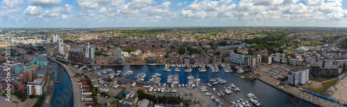 Foto An aerial photo of the Wet Dock in Ipswich, Suffolk, UK
